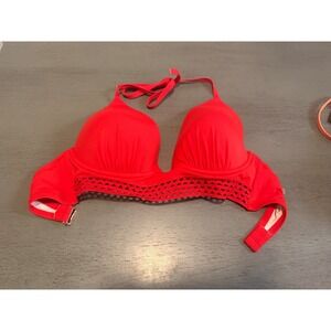 red underwire SHADE & SHORE   swimsuit bikini top size 36D